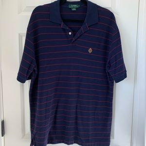 Men's Lauren Ralph Lauren Classic Fit Polo‎ Shirt Sz L Navy Blue Striped Golf